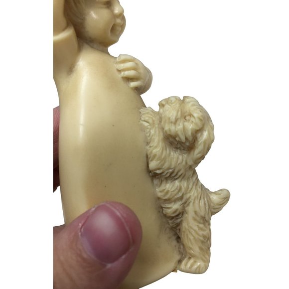 Bianchi Vintage (1979) Alabaster Figurine - Child Playing with Dog - Italy - Con - Picture 7 of 8